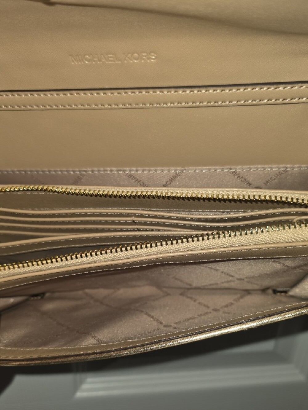 Michael Kors Beige Cream MK Logo Crossbody Bag - Picture 6 of 9